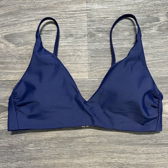 NWT Quince Small Italian Adjustable V Neck Bikini High Leg Cheeky Bottom Navy - Picture 3 of 8